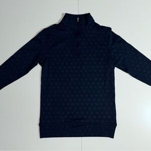 Peter Millar Boys’ Navy 1/4 Zip Pullover - Size Small - Skull Print